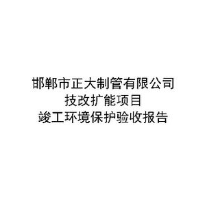 邯郸市正大制管有限公司技改扩能项目验收报告 邯郸市正大制管有限公司技改扩能项目验收报告